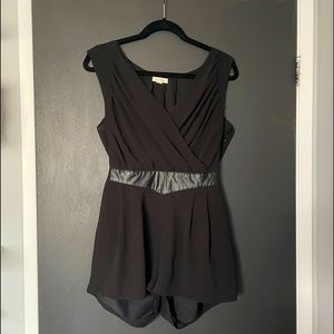 Silence + Noise Black Chiffon Romper with Leather Trim - Size 4